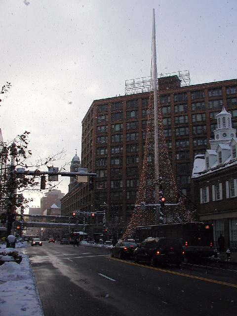 Midtown Plaza Rochester NY New York Christmas Monorail And Libertey Pole Downtown images by sp00k Www.RocPic.Com 2001