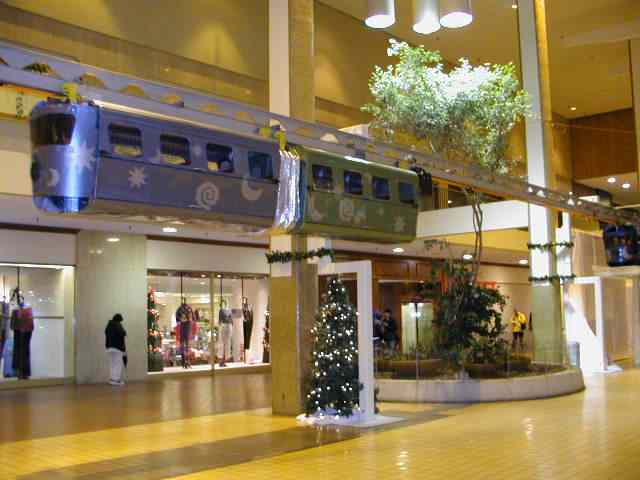 Midtown Plaza Rochester NY New York Christmas Monorail And Libertey Pole Downtown images by sp00k Www.RocPic.Com 2001