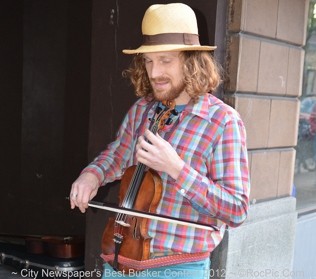 Poncho Reddin - Fiddle & Vocals. Busking in City Newspaper's Best Busker Contest 2012 held on East Avenue Rochester, NY