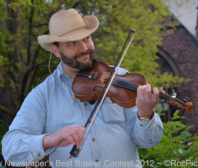 Stephan Bland - Violin, Banjo, Vocals. Busking in City Newspaper's Best Busker Contest 2012 held on East Avenue Rochester, NY