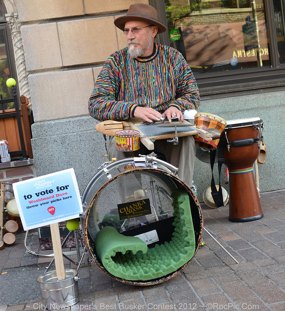 Washboard Dave - Percussion. Winner City Newspaper's Best Busker Contest 2012 held on East Avenue Rochester, NY