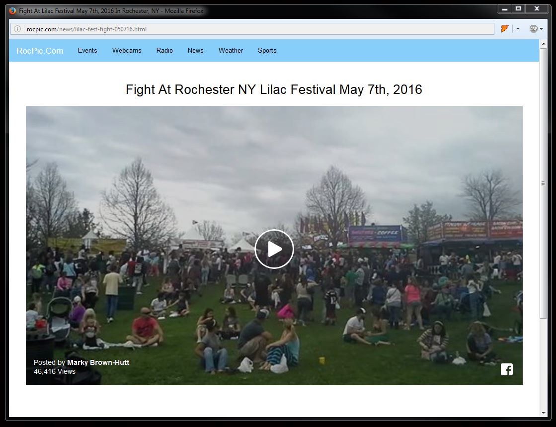 Video Fight and an Arrest at Lilac Festival May 7th, 2016 In Rochester, NY