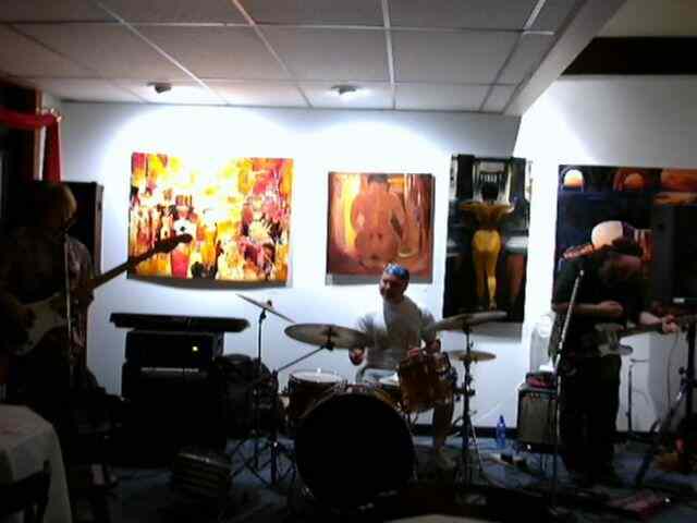 Nate Coffey & Friends @ His Birthday. Paintings by James G. Gavin, Hungerford Art Gallery, East Main St, Rochester NY August 2001