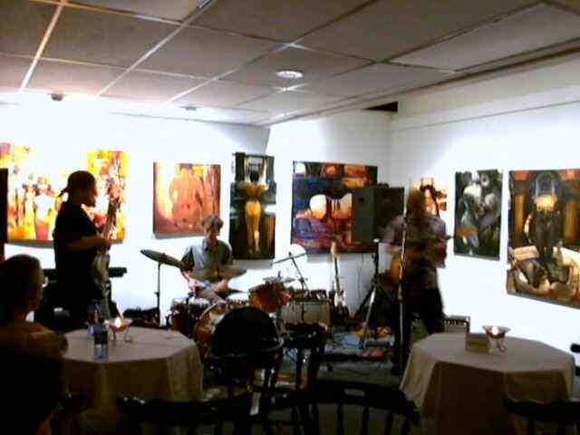 Nate Coffey & Friends @ His Birthday. Paintings by James G. Gavin, Hungerford Art Gallery, East Main St, Rochester NY August 2001