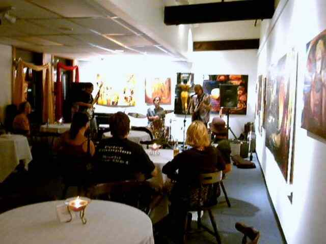 Nate Coffey & Friends @ His Birthday. Paintings by James G. Gavin, Hungerford Art Gallery, East Main St, Rochester NY August 2001