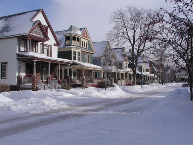 Photo sunshine and blue skies yet -15 F wind chill! A winter walk on Wellesley St. to Oxford St. Snow covered Rochester NY New York City living January 24th 2003 POD I Love NY Rochester NY New York Picture Of The Day view picture photo image pictures photos images, January 24th 2003 POD