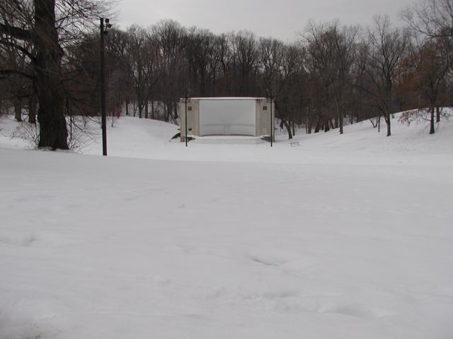 Picture Highland Bowl concert shell located at South Ave and Reservoir Ave. Decked out in a blanket of snow that is perfect for sledding fans. Rochester NY New York City living February 5th 2003 POD winter Picture Of The Day view picture photo image picture pictures photos images, February 5th 2003 POD