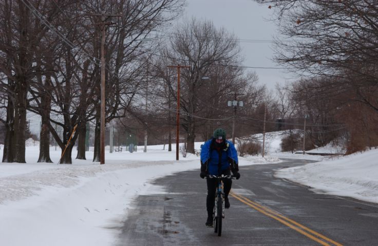 Picture Bicycle Rider Winter Style Lower Cobbs Hill Park And Reservoir Rochester NY. Fresh 11:10 AM Feb 7th 2004 RocPic.Com POD   - Rochester NY Picture Of The Day from RocPic.Com winter spring summer fall pictures photos images people buildings events concerts festivals photo image at new images daily Rochester New York Fall I Love NY I luv NY Rochester New York Jan 2004 POD Winter view picture photo image pictures photos images