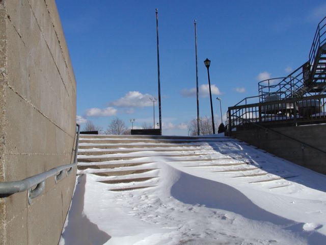 Picture snow dunes and blue skies at Manhattan Square Park February 13th 2003 POD Rochester NY Picture Of The Day winter view picture photo image picture pictures photos images