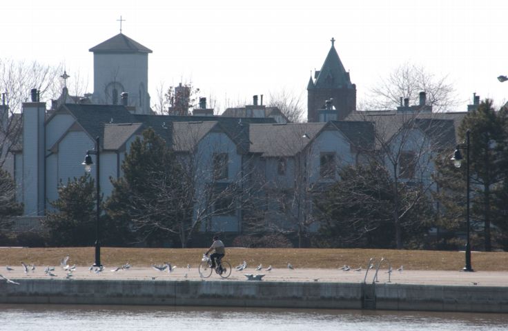 Picture - Bicycle Rider Leaving Downtown On The Genesee River Trail. 24 Hour Fresh 2:58 PM March 30th 2005 POD. - Rochester NY Picture Of The Day from RocPic.Com spring summer fall winter pictures photos images people buildings events concerts festivals photo image at new images daily Rochester New York Fall I Love NY I luv NY Rochester New York 2004 POD view picture photo image pictures photos images