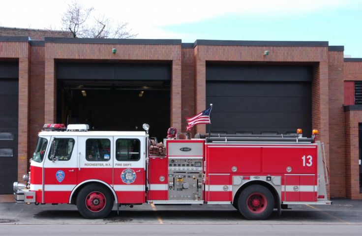 Picture - Monroe & Alexander Firehouse Truck 13. Fresh 11:55 AM Apr 4th 2005 POD.  - Rochester NY Picture Of The Day from RocPic.Com spring summer fall winter pictures photos images people buildings events concerts festivals photo image at new images daily Rochester New York Fall I Love NY I luv NY Rochester New York 2004 POD view picture photo image pictures photos images