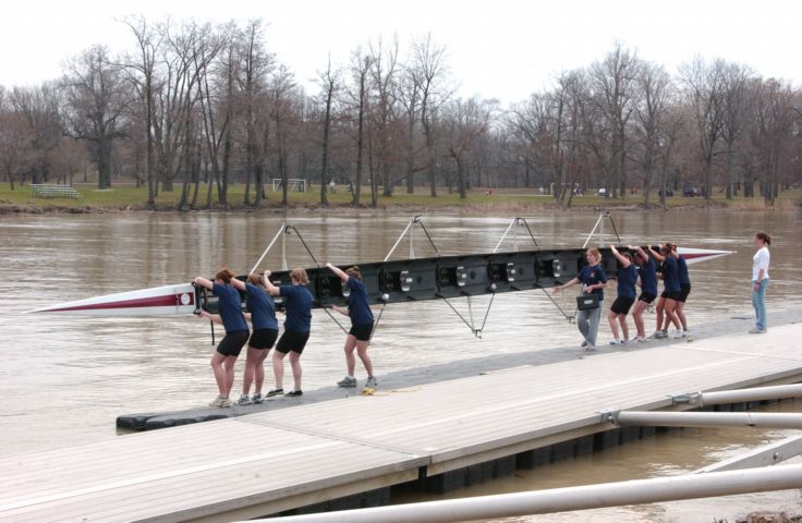 Picture - A Women's Rowing Team Enters The Genesee River From The Dock At The Genesee Valley Park Boathouse 24 Hour Fresh 2:31 PM. Apr 18th 2005 - Rochester NY Picture Of The Day from RocPic.Com spring summer fall winter pictures photos images people buildings events concerts festivals photo image at new images daily Rochester New York Fall I Love NY I luv NY Rochester New York 2004 POD view picture photo image pictures photos images