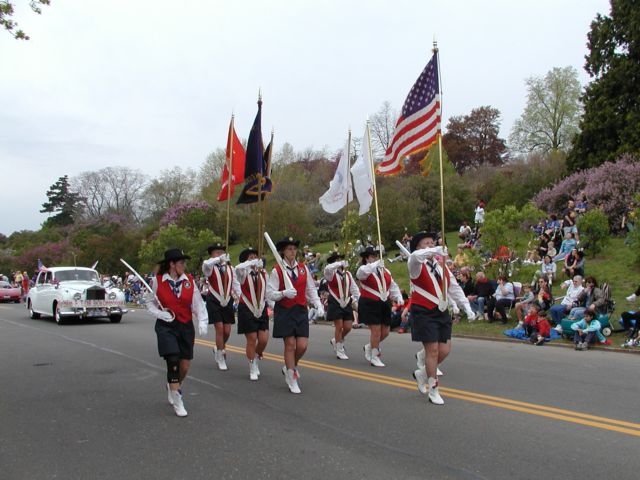 Picture Happy Mother's Day an all woman's color guard unit passes by the Lilacs in Highland Park during the 2003 Lilac Festival Parade. Rochester New York Picture Of The Day from DigitalSter.Com & RocPic.Com spring summer fall winter pictures photos images people buildings events concerts festivals photo image at digitalster.com new images daily 2003 Rochester New York Spring I Love NY I luv NY Rochester New York May 11th 2003 POD spring view picture photo image pictures photos images