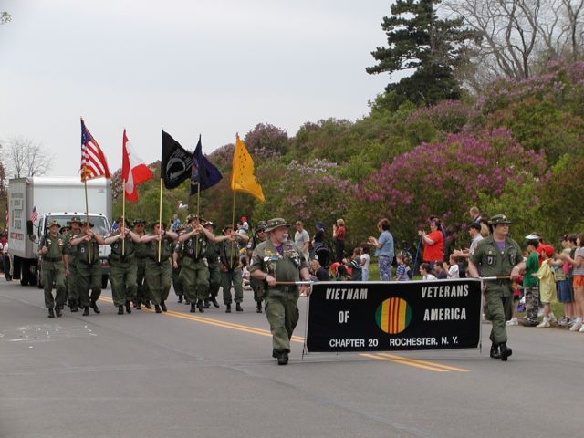 Picture Heroes of my youth. Vietnam Veterans of America Chapter 20 marching down Highland Avenue passing by the Lilacs in Highland Park during the 2003 Lilac Festival Parade. Rochester NY Picture Of The Day from DigitalSter.Com & RocPic.Com spring summer fall winter pictures photos images people buildings events concerts festivals photo image at digitalster.com new images daily 2003 Rochester New York Spring I Love NY I luv NY Rochester New York May 12th 2003 POD spring view picture photo image pictures photos images