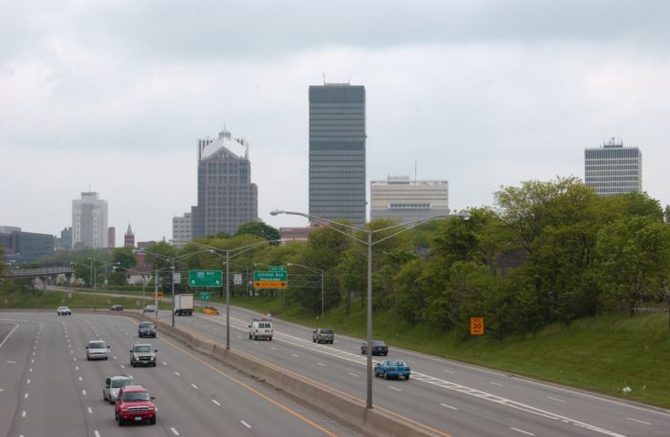 Picture Rochester NY Skyline As Seen From Alexander St. Bridge. Fresh 11:17 a.m. May 18th 2004 POD. - Rochester NY Picture Of The Day from RocPic.Com spring summer fall winter pictures photos images people buildings events concerts festivals photo image at new images daily Rochester New York Fall I Love NY I luv NY Rochester New York Jan 2004 POD Winter view picture photo image pictures photos images