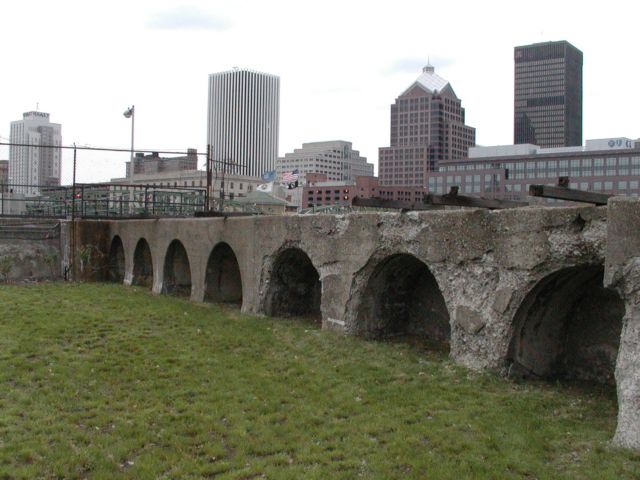 Picture Rochester NY Skyline West Bank Of The Genesee River. Rochester NY Picture Of The Day from DigitalSter.Com & RocPic.Com spring summer fall winter pictures photos images people buildings events concerts festivals photo image at digitalster.com new images daily 2003 Rochester New York Spring I Love NY I luv NY Rochester New York May 24th 2003 POD spring view picture photo image pictures photos images