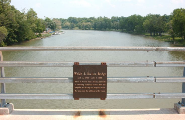 Picture - A Plaque Honoring Waldo J. Nielsen Advocate Of Converting Abandoned Railroad Beds And Towpaths Into Hiking And Bicycling Trails. 24 Hour Fresh 1:24 PM. June 9th 2005 POD. - Rochester NY Picture Of The Day from RocPic.Com spring summer fall winter pictures photos images people buildings events concerts festivals photo image at new images daily Rochester New York Fall I Love NY I luv NY Rochester New York 2005 POD view picture photo image pictures photos images