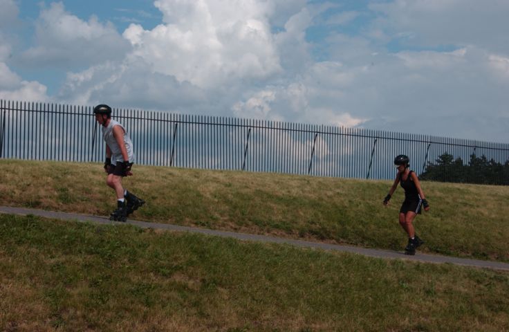 Picture - A Couple Of People On Roller Blades Make Their Way Up To The Smooth Pavement That Rings The Cobbs Hill Reservoir. 24 Hour Fresh 3:53 PM. June 16th 2005 POD. - Rochester NY Picture Of The Day from RocPic.Com spring summer fall winter pictures photos images people buildings events concerts festivals photo image at new images daily Rochester New York Fall I Love NY I luv NY Rochester New York 2005 POD view picture photo image pictures photos images