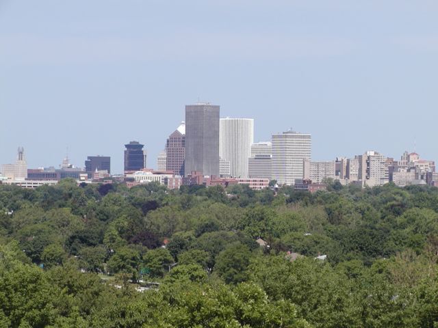 Picture Fresh Today! Summer Morning Skyline As Seen From Cobbs Hill. Rochester NY Picture Of The Day from DigitalSter.Com & RocPic.Com summer fall winter spring pictures photos images people buildings events concerts festivals photo image at digitalster.com new images daily 2003 Rochester New York Spring I Love NY I luv NY Rochester New York Jun 22nd 2003 POD spring view picture photo image pictures photos images