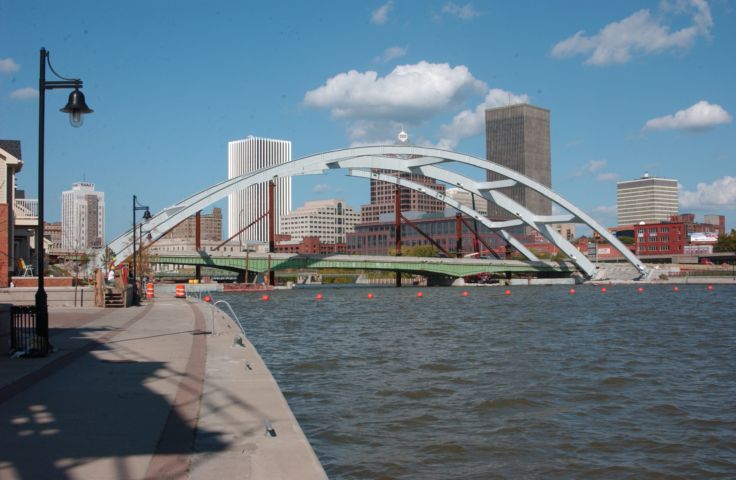 Picture - South Side View Troupe Howell Bridge, One Section Remains To Be Fitted On This Arch Of The Troupe Howell Bridge. Oct 9th 2005 POD - Rochester NY Picture Of The Day from RocPic.Com spring summer fall winter pictures photos images people buildings events concerts festivals photo image at new images daily Rochester New York Fall I Love NY I luv NY Rochester New York 2005 POD view picture photo image pictures photos images