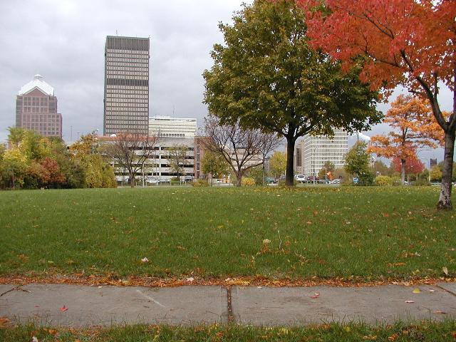 Rochester NY New York Picture Of The Day October 31st 2002 Secret Park ! Bausch behind tree, Xerox center HSBC right view from the secret park offf monroe ave photo  Photos Pictures Image Images
