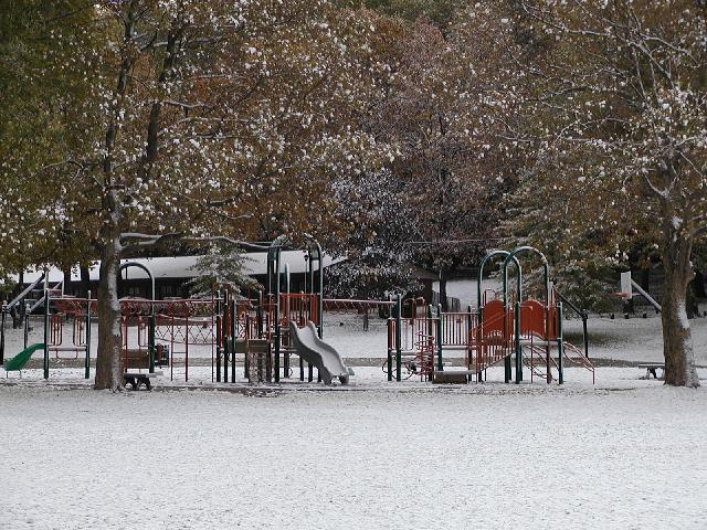 Picture Of The Day Rochester NY New York November 18th 2002 Cobbs Hill Playground Equipment Covered With Snow Photo Photos Pictures Image Images