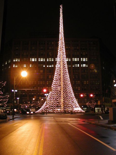 Picture Rochester NY New York Christmas Liberty Pole Night Time East Avenue  December 20th 2002 POD Rochester NY New York Picture Of The Day December view picture photo image pictures photos images, December 20th 2002 POD