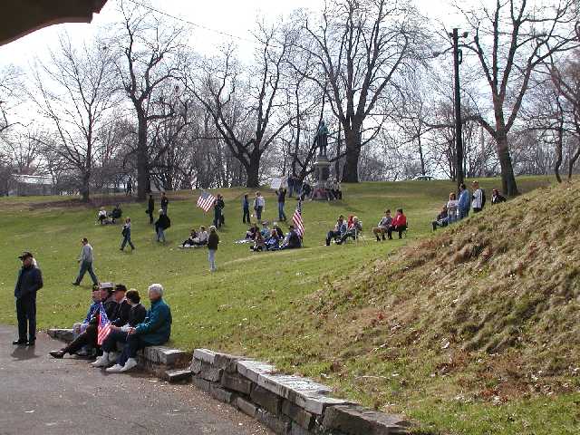 Rally 'Round America Rochester NY April 19th 2003 Highland Park. Some of the days first arrivals, enjoying the good spring weather while supporting those who are prosecuting the global war on terror. Image 4 of 60  -  72 kB