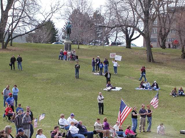 From the heart of Americans, flag waving, you bet!!! These people are here to say Thank You, Army, Navy, Airforce, Marines, and Coast Guard, active duty, reserve, retired, veterans, and all those who lay it all on the line in the name of duty, honor, and country, Thank You! Image 9 of 60  -  61 kB