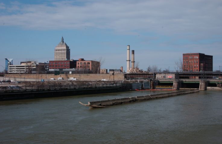 Picture A taste of Spring. WXXI far left, Eastman Kodak to the right and the melted Genesee River foreground. Fresh 11:15 AM. Mar 2nd 2004 POD. - Rochester NY Picture Of The Day from RocPic.Com winter spring summer fall pictures photos images people buildings events concerts festivals photo image at new images daily Rochester New York Fall I Love NY I luv NY Rochester New York Jan 2004 POD Winter view picture photo image pictures photos images