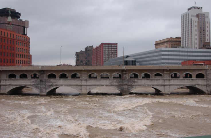 Picture Broad St. Bridge, Erie Canal Aquaduct, Genesee River, Rochester Skyline. Fresh 8:53 AM. Mar 7th 2004 POD. - Rochester NY Picture Of The Day from RocPic.Com winter spring summer fall pictures photos images people buildings events concerts festivals photo image at new images daily Rochester New York Fall I Love NY I luv NY Rochester New York Jan 2004 POD Winter view picture photo image pictures photos images