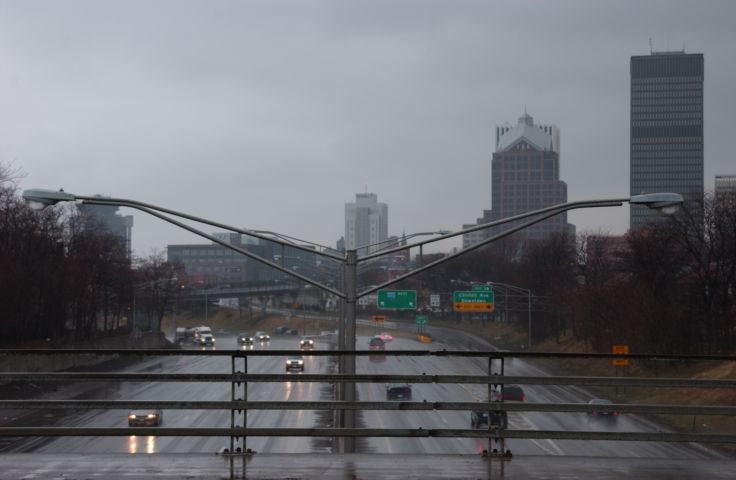 Picture Exit 16, Route 490, Clinton Ave., as seen from the Alexander St. Bridge 24 hour fresh 4:17 PM. Mar 8th 2004 POD. - Rochester NY Picture Of The Day from RocPic.Com winter spring summer fall pictures photos images people buildings events concerts festivals photo image at new images daily Rochester New York Fall I Love NY I luv NY Rochester New York Jan 2004 POD Winter view picture photo image pictures photos images